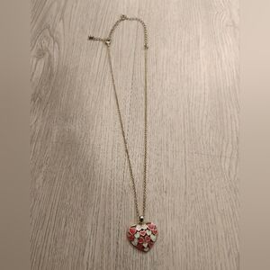 Avon Gold Necklace with Red Heart Accents